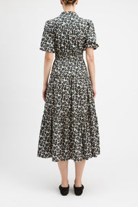 Dahlia Balloon Sleeve Shirt Dress - Teal Anemone Floral