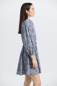 Arbi Bracelet Shirtdress - Blue Paisley
