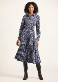 Kenza Pleated Midi Dress - Batik Navy Floral