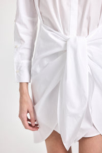 Charlotte Tie Waist Shirt Dress - White