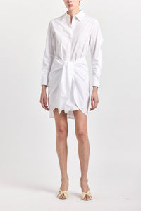 Charlotte Tie Waist Shirt Dress - White