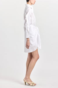 Charlotte Tie Waist Shirt Dress - White