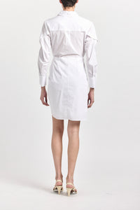 Charlotte Tie Waist Shirt Dress - White