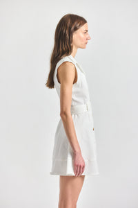 Lya Belted Denim Dress - White