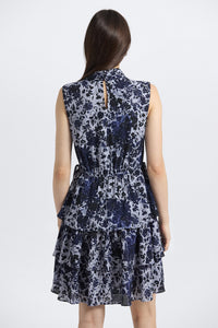 Blue floral dress with tiers 