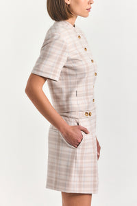 Boswell Shorts- Taupe/Blue Plaid