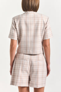 Boswell Shorts- Taupe/Blue Plaid