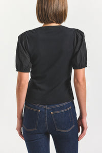 Willa Balloon Sleeve Scoop Top - Black