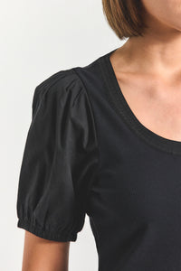 Willa Balloon Sleeve Scoop Top - Black