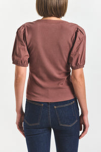 Willa Balloon Sleeve Scoop Top - Deep Mocha