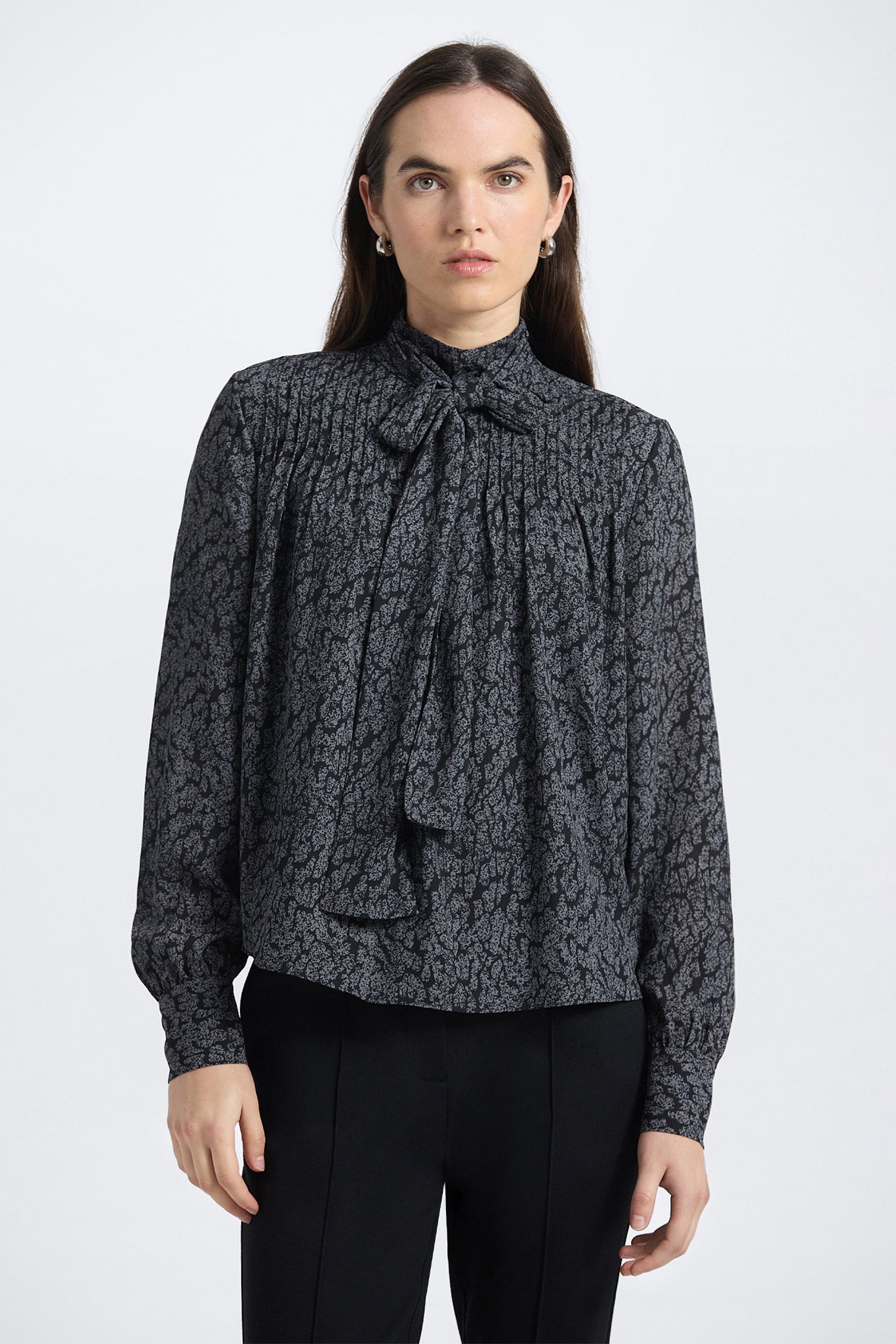 Valentine Neck Tie Blouse - Grey Pebble – Derek Lam
