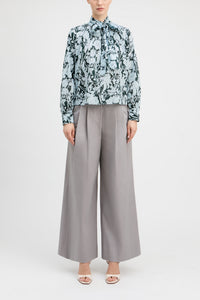Valentine Tie Neck Blouse - Dark Emerald Fleur