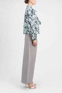 Valentine Tie Neck Blouse - Dark Emerald Fleur