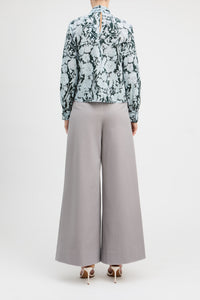 Valentine Tie Neck Blouse - Dark Emerald Fleur