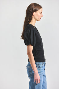 Fallon Mixed Media Tee - Black