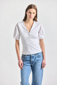 Fallon Mixed Media Tee - White