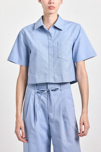 Lira Crop Short Sleeve Shirt - Cloud Blue