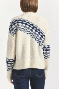 Bette Fair Isle Cardigan - White/Navy