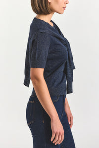 Twain Short Sleeve Pre Styled Sweater - Navy