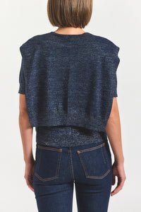 Twain Short Sleeve Pre Styled Sweater - Navy