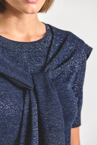 Twain Short Sleeve Pre Styled Sweater - Navy