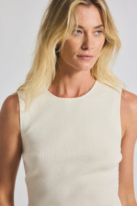 Ariana Muscle Ribbed Sweater Tank - Ivory