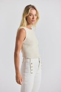Ariana Muscle Ribbed Sweater Tank - Ivory