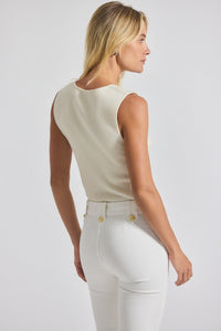 Ariana Muscle Ribbed Sweater Tank - Ivory