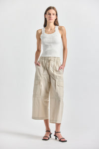Ruth Cropped Wide Leg Cargo Pant - Oyster Gray
