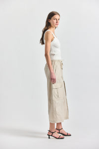Ruth Cropped Wide Leg Cargo Pant - Oyster Gray