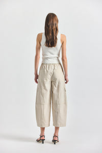 Ruth Cropped Wide Leg Cargo Pant - Oyster Gray