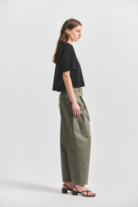 Asher Pleated Trouser - Dusty Olive