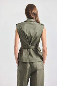 Scottie Belted Vest - Dusty Olive