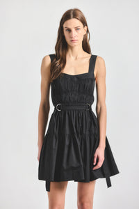 Ivanna Gathered Front Dress - Black
