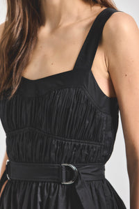 Ivanna Gathered Front Dress - Black