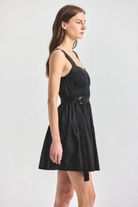 Ivanna Gathered Front Dress - Black