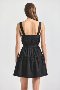 Ivanna Gathered Front Dress - Black