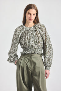 Charlee Bohemian Long Sleeve Top - Marshmallow/Mermaid