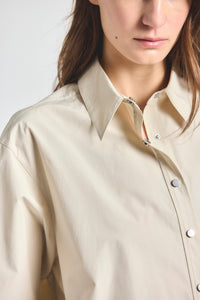 Olivia Cropped Short Sleeve Shirt - Oyster Gray