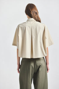 Olivia Cropped Short Sleeve Shirt - Oyster Gray