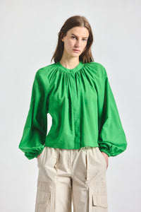 Zoey Balloon Sleeve Top - Online Lime