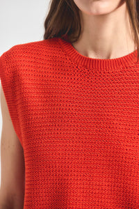 Vivienne Sleeveless Sweater - Tangerine Tango