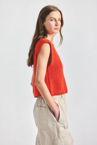 Vivienne Sleeveless Sweater - Tangerine Tango