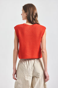 Vivienne Sleeveless Sweater - Tangerine Tango