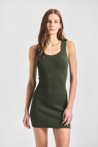 Kamila Compact Knit Tank Dress - Dusty Olive