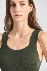 Kamila Compact Knit Tank Dress - Dusty Olive