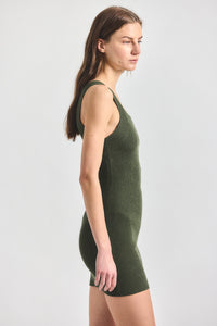 Kamila Compact Knit Tank Dress - Dusty Olive