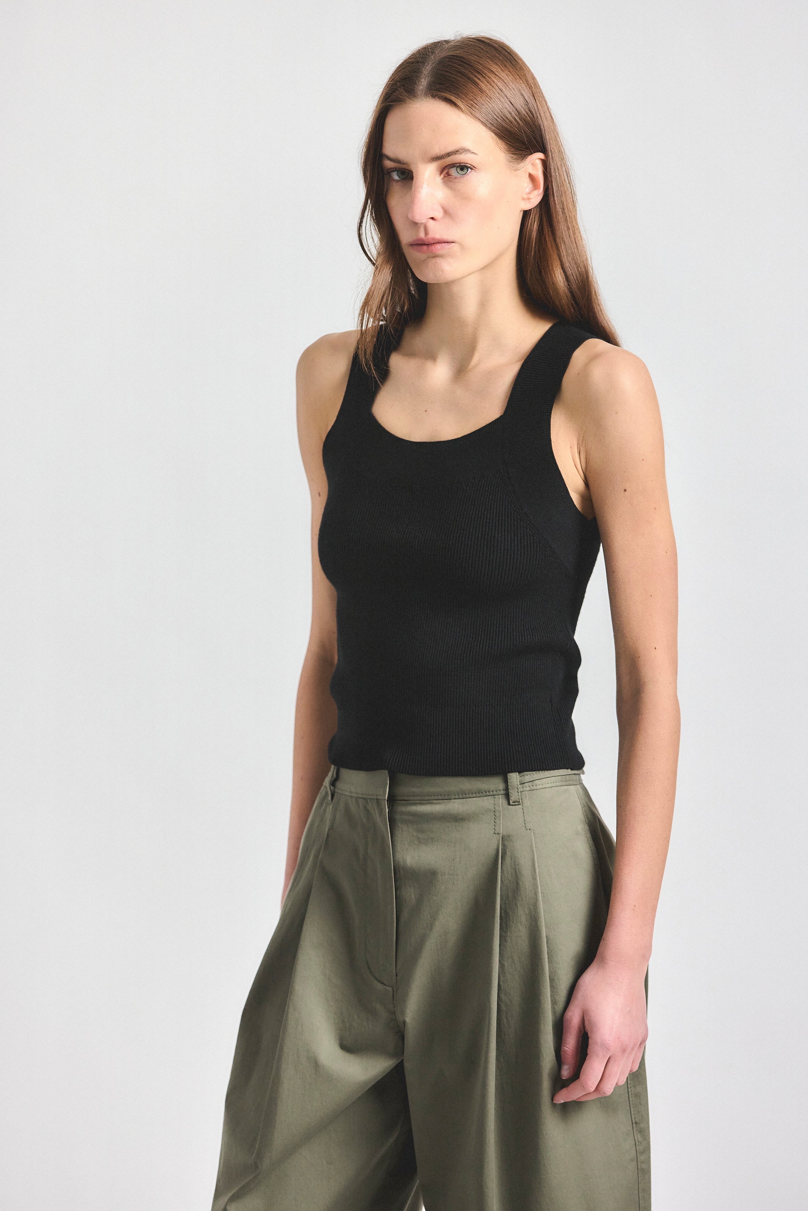 Dakota Compact Knit Tank Top - Black – Derek Lam