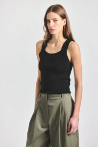 Dakota Compact Knit Tank Top - Black