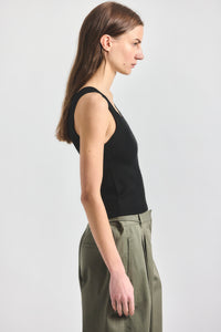 Dakota Compact Knit Tank Top - Black